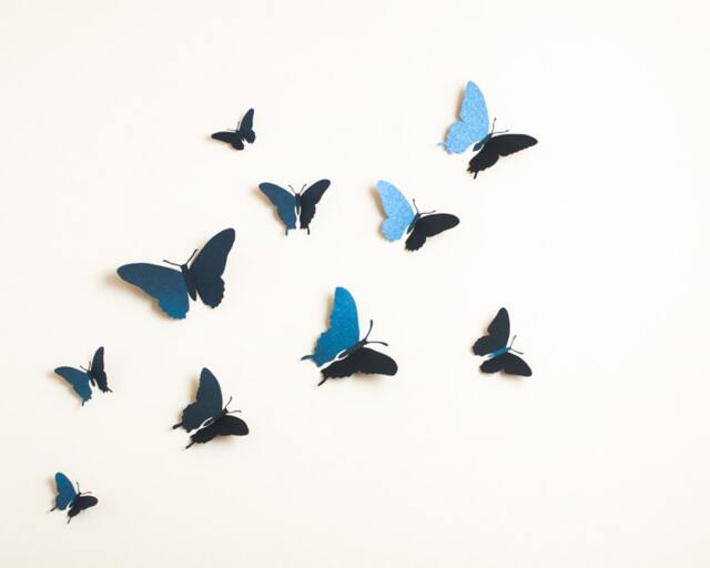 3D Wall Butterflies, Butterfly Art, College Dorm Decor, Midnight Metallic Dark Blue - image 1