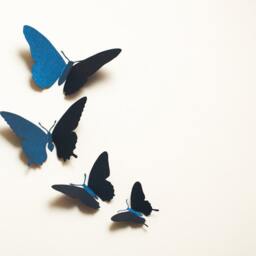 3D Wall Butterflies, Butterfly Art, College Dorm Decor, Midnight Metallic Dark Blue - thumbnail 3