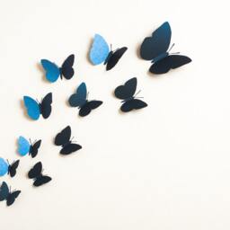 3D Wall Butterflies, Butterfly Art, College Dorm Decor, Midnight Metallic Dark Blue - thumbnail 2