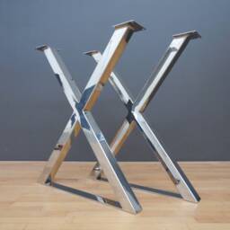 Handcrafted Stainless Steel X-Frame Table Legs - Modern Dining Base - Set Of 2 - thumbnail 3