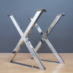 Handcrafted Stainless Steel X-Frame Table Legs - Modern Dining Base - Set Of 2 - thumbnail 2
