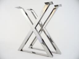Handcrafted Stainless Steel X-Frame Table Legs - Modern Dining Base - Set Of 2