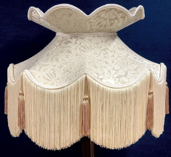 Handmade Cream Victorian Lampshade Fringed Tassel Ceiling/Table Lamp - image 1