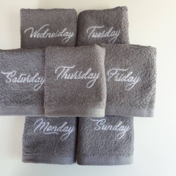 Embroidered 7 Days Of Week Towels Set Custom Cotton Bath & Hand - thumbnail 3