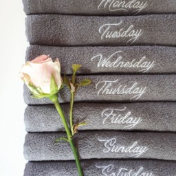 Embroidered 7 Days Of Week Towels Set Custom Cotton Bath & Hand - thumbnail 2