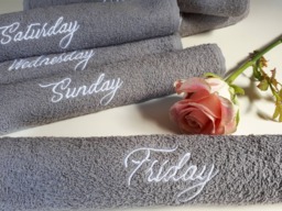 Embroidered 7 Days Of Week Towels Set Custom Cotton Bath & Hand - thumbnail 1