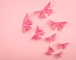 3D Butterfly Wall Art Fuchsia Damask Paper Butterflies For Decor, Nursery, Children's Room - thumbnail 1