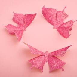 3D Butterfly Wall Art Fuchsia Damask Paper Butterflies For Decor, Nursery, Children's Room - thumbnail 3