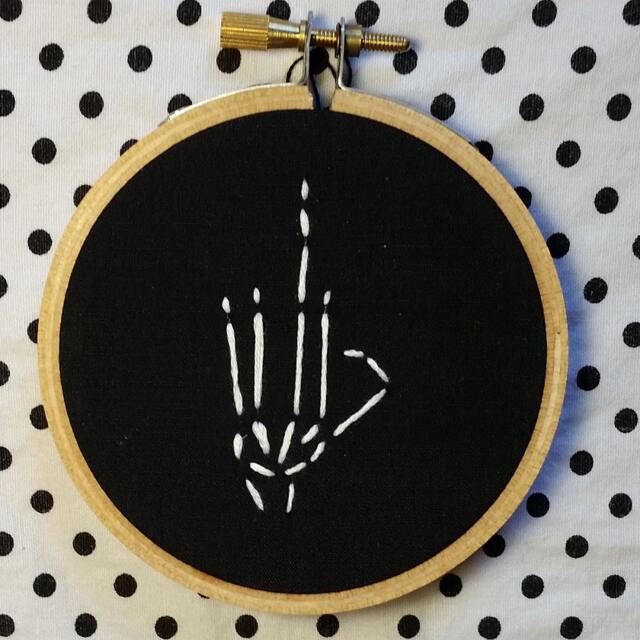 Spooky Skeleton Hand Funny Halloween Embroidery Hoop, Wall Decoration - image 1