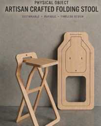 Folding Plywood Bar Stool, Space Saving Modern Kitchen Counter Chair - thumbnail 1