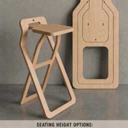 Folding Plywood Bar Stool, Space Saving Modern Kitchen Counter Chair - thumbnail 3