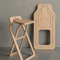 Folding Plywood Bar Stool, Space Saving Modern Kitchen Counter Chair - thumbnail 4