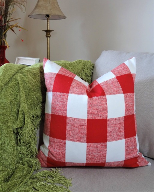 Red Buffalo Check Pillow Cover, 100% Cotton Plaid Cushion - image 1