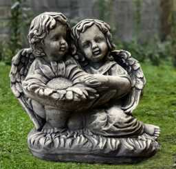 Concrete Baby Angel With Sunflower Statue Stone Pair Cherub Sculpture Outdoor Children Decoration Guardian Figurine Memorial Kids Yard Art - thumbnail 1