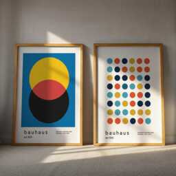 Bauhaus Style Art Prints Mid-Century Modern Geometric Decor X2 - thumbnail 2