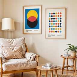 Bauhaus Style Art Prints Mid-Century Modern Geometric Decor X2 - thumbnail 3