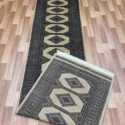 2.3x9 Beige Color Bokhara Rug - Runner Hallway Luxury Bukhara Fine Quality Woolen Afghan - thumbnail 4