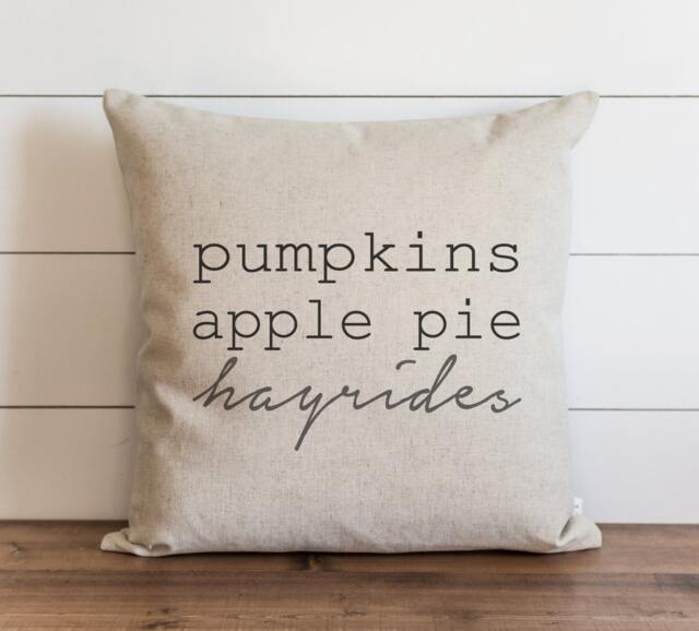 Pumpkins. Apple Pie. Hayrides 20 X Pillow Cover // Fall Autumn Thanksgiving Throw Gift For Her Accent - image 1