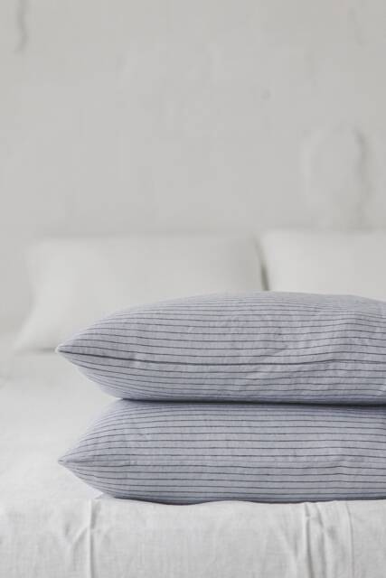 Natural Linen Pillowcase With Stripes, Organic Pillow Cover Envelope Closure, Softened Case in Various Colors - image 1