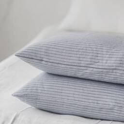 Natural Linen Pillowcase With Stripes, Organic Pillow Cover Envelope Closure, Softened Case in Various Colors - thumbnail 2
