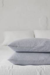 Natural Linen Pillowcase With Stripes, Organic Pillow Cover Envelope Closure, Softened Case in Various Colors - thumbnail 1