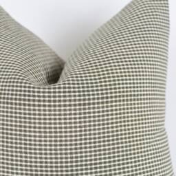 Green Gingham Pillow Cover Handwoven Cotton With Brass Zipper - thumbnail 2