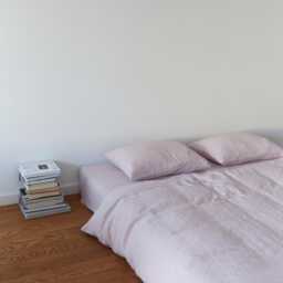 Pink European Linen Bedding Set, 4-Piece - Flax Duvet Cover + Pillowcases Flat Sheet, Oeko-Tex Certified, All Year Round, Natural Fabric - thumbnail 3