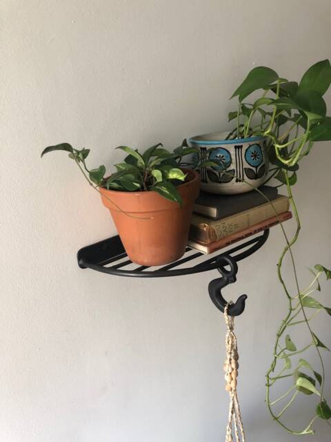 Half Moon Wall Mount Hanging Plant Holder Shelf Side Table - Small/Medium - image 1