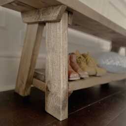 Rustic Reclaimed Wood Storage Bench With Shelf Handcrafted Farmhouse Charm - thumbnail 3