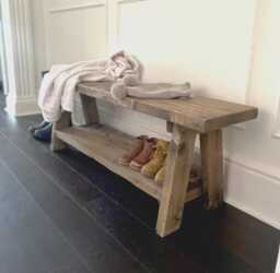 Rustic Reclaimed Wood Storage Bench With Shelf Handcrafted Farmhouse Charm - thumbnail 1
