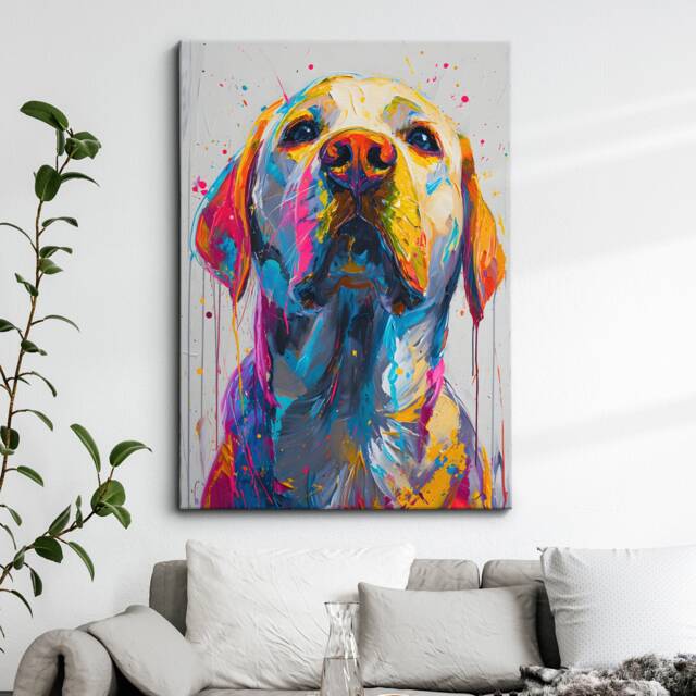 Labrador Retriever Fun Animal Dog Pet Lover Abstract Oil Painting Wall Art Framed Canvas Poster Print Home Kitchen Living Room Decor Gift - image 1