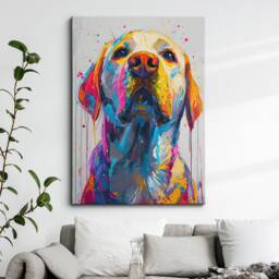 Labrador Retriever Fun Animal Dog Pet Lover Abstract Oil Painting Wall Art Framed Canvas Poster Print Home Kitchen Living Room Decor Gift - thumbnail 1