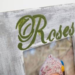 Wooden Picture Frame Without Glass, Pink Rose Design, Shabby Chic, Distressed, Roses Stencil, Table Decoration, Wedding Decoration - thumbnail 3