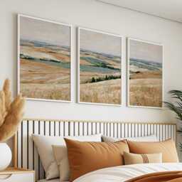 Golden Field Trio, Countryside Landscape Wall Art Set - thumbnail 3