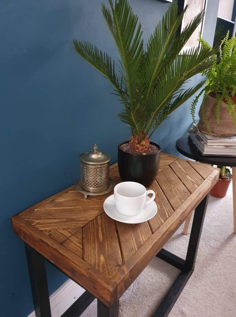 Handmade Reclaimed Wood End Table Dark Oak Sofa Table - image 1