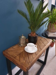 Handmade Reclaimed Wood End Table Dark Oak Sofa Table - thumbnail 1