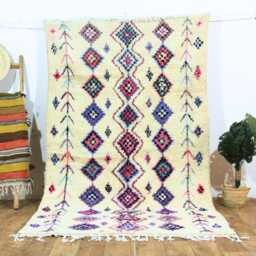 Moroccan Azilal Wool Rug, Blue & White Spotted Carpet - thumbnail 2