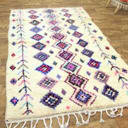 Moroccan Azilal Wool Rug, Blue & White Spotted Carpet - thumbnail 4