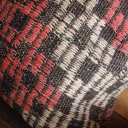 45cm Vintage Kilim Pillow Cover Handwoven - Half Brocade Rustic Red Earthy Tones - thumbnail 3