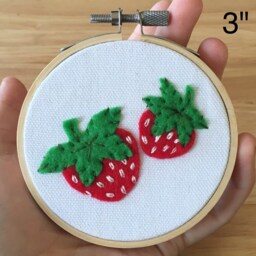 strawberry Wall Hanging. Cute Fruit Decor in Embroidery Hoop - thumbnail 2