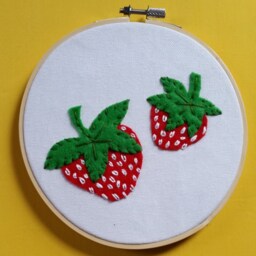 strawberry Wall Hanging. Cute Fruit Decor in Embroidery Hoop - thumbnail 1