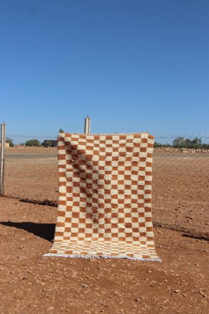 Handmade Checkered Wool Moroccan Rug Custom Berber Design - image 1