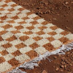 Handmade Checkered Wool Moroccan Rug Custom Berber Design - thumbnail 3