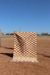 Handmade Checkered Wool Moroccan Rug Custom Berber Design - thumbnail 1