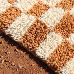 Handmade Checkered Wool Moroccan Rug Custom Berber Design - thumbnail 4