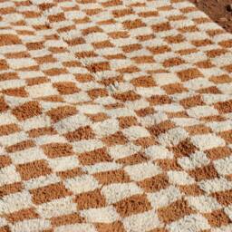 Handmade Checkered Wool Moroccan Rug Custom Berber Design - thumbnail 2