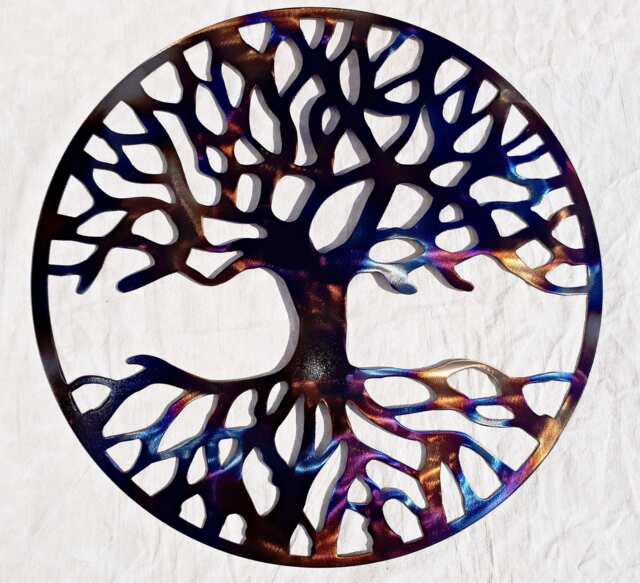 Heat Colored Tree Of Life Metal Wall Art - 60cm Diameter - image 1