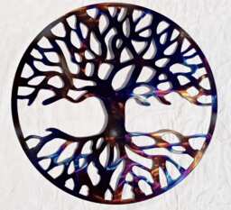 Heat Colored Tree Of Life Metal Wall Art - 60cm Diameter - thumbnail 1