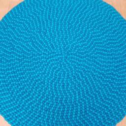 Handmade Turquoise Felt Ball Rug Round Wool Nursery Carpet - thumbnail 4