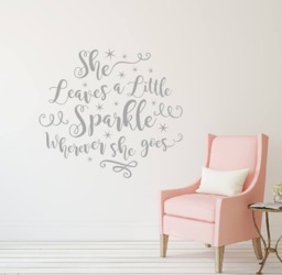 She Leaves A Little Sparkle Wherever She Goes Wall Decal, Girl Nursery Princess Room Decor, Vinyl Decal Db447 - thumbnail 1